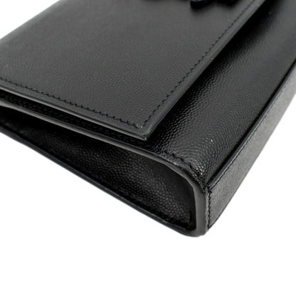 YVES SAINT LAURENT Kate Leather Chain Clutch Crossbody Bag Black