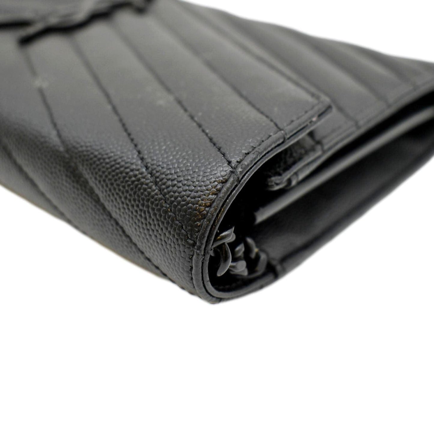 YVES SAINT LAURENT Cassandre Matelasse Chain Wallet Crossbody Bag Black