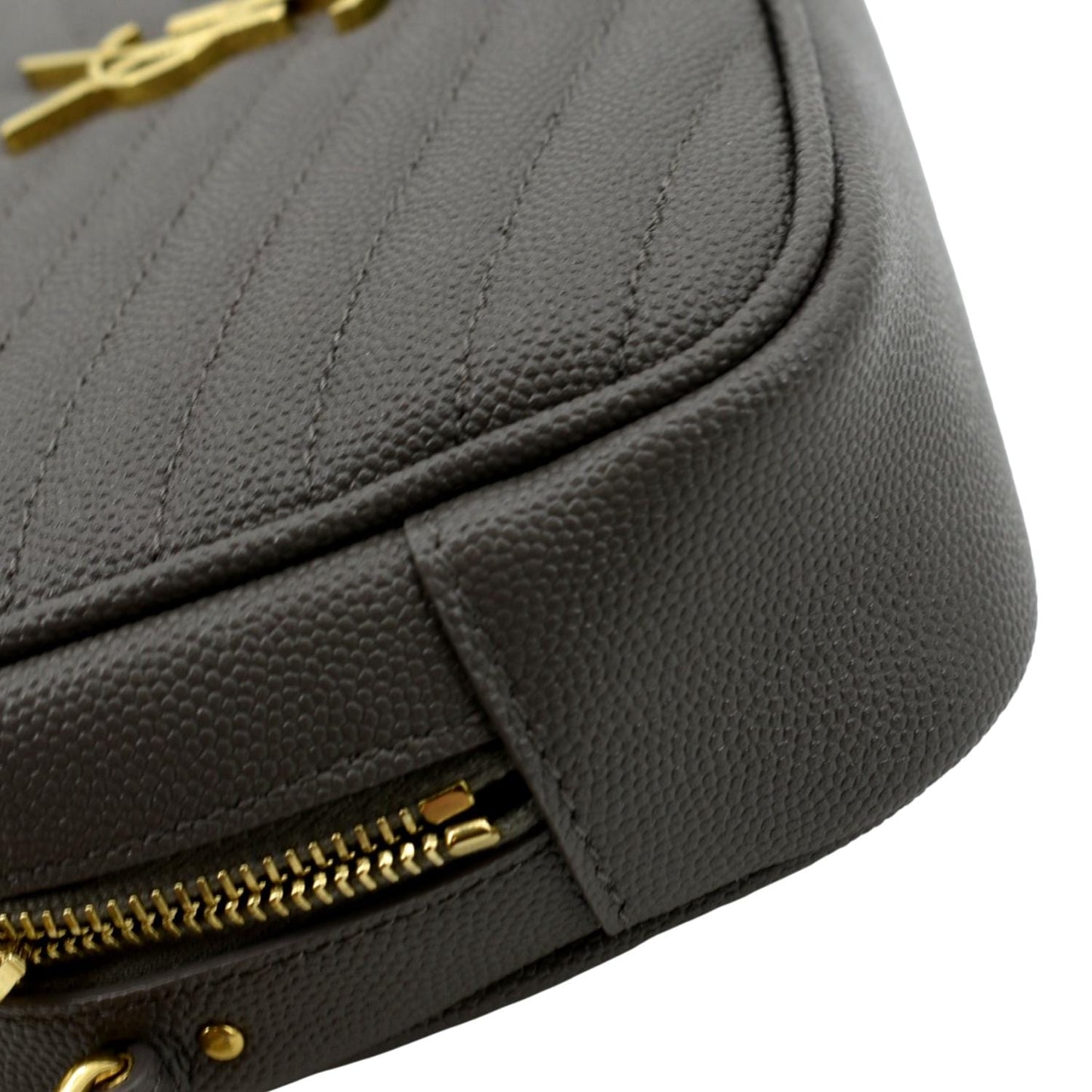 YVES SAINT LAURENT Lou Chevron Leather Camera Crossbody Bag Storm