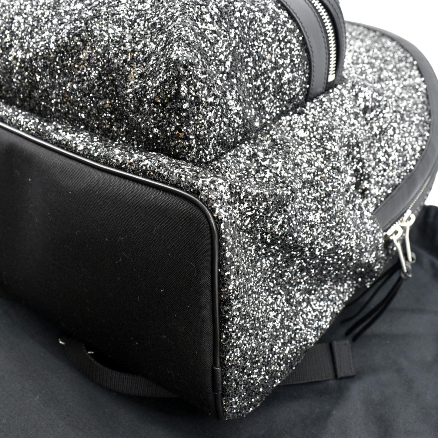 YVES SAINT LAURENT City Glitter Canvas Backpack Bag Black