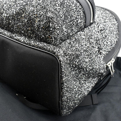 YVES SAINT LAURENT City Glitter Canvas Backpack Bag Black