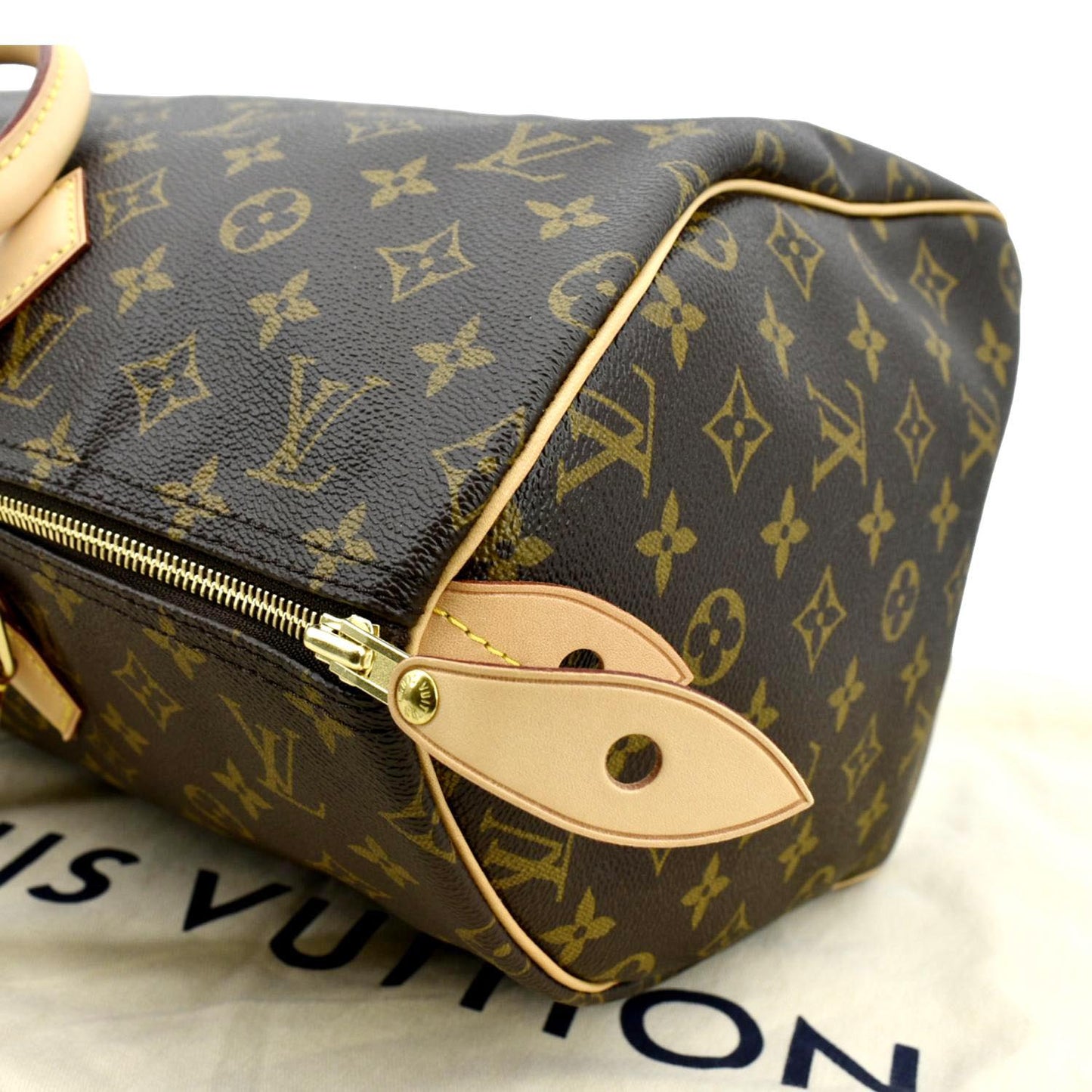 LOUIS VUITTON Speedy 40 Monogram Canvas Satchel Bag Brown