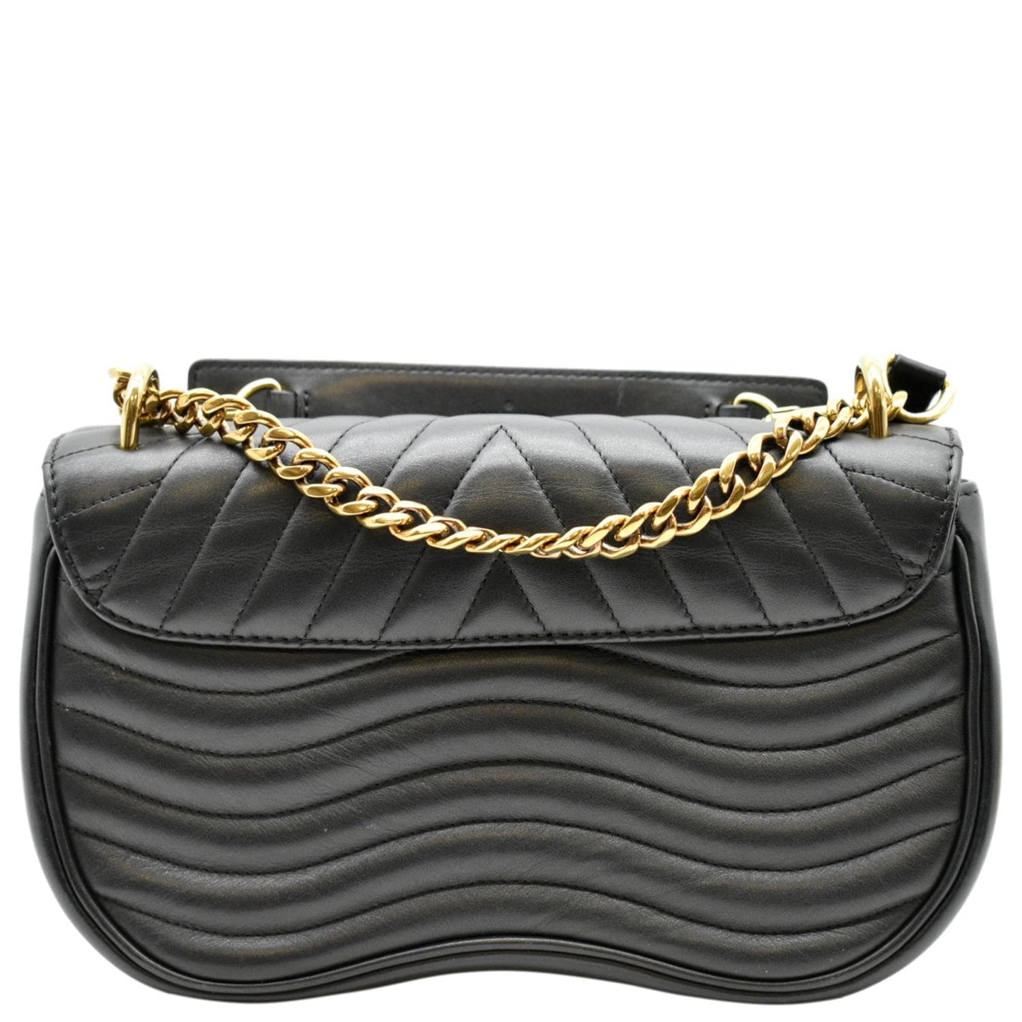 LOUIS VUITTON New Wave Chain MM Calfskin Leather Shoulder Bag Black