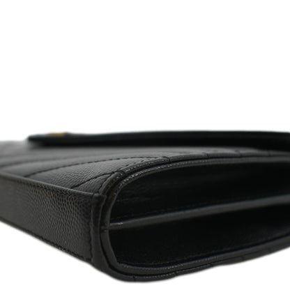 YVES SAINT LAURENT Cassandre Chain Wallet Leather Crossbody Bag Black