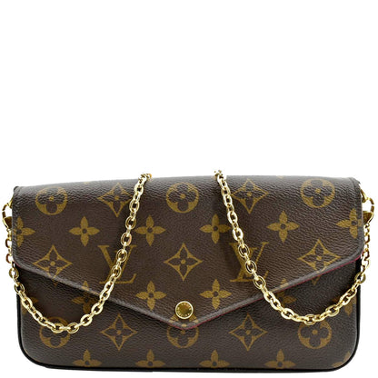 LOUIS VUITTON Felicie Monogram Canvas Pochette Crossbody Bag Fuchsia Pink