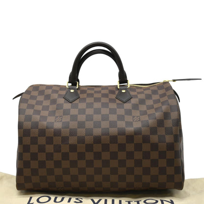 LOUIS VUITTON Speedy 35 Damier Ebene Satchel Bag Brown