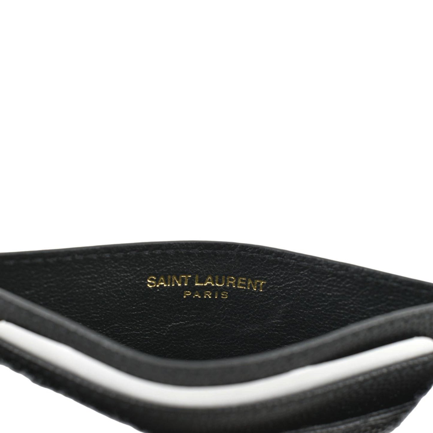 YVES SAINT LAURENT Cassandre Monogram Grain De Poudre Leather Card Holder Black
