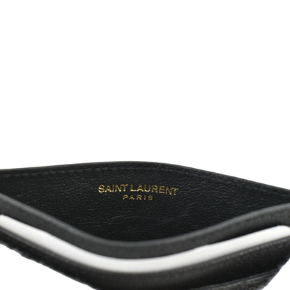 YVES SAINT LAURENT Cassandre Monogram Grain De Poudre Leather Card Holder Black