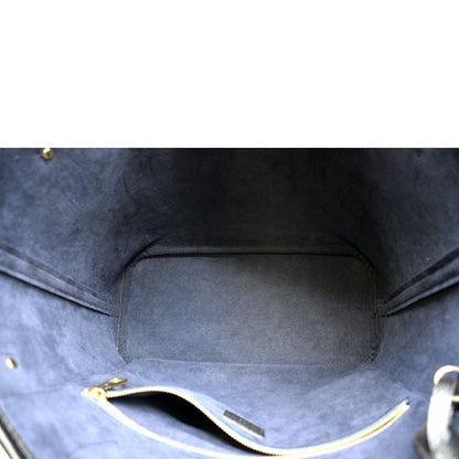 LOUIS VUITTON Neverfull MM Monogram Empreinte Leather Tote Bag Black