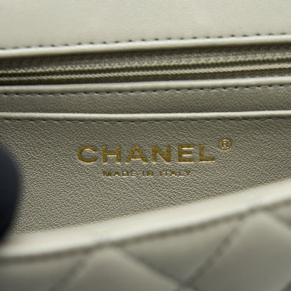 Chanel Mini Rectangular Flap Bag Lambskin Light Grey L (Microchip)