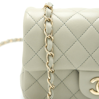 Chanel Mini Rectangular Flap Bag Lambskin Light Grey L (Microchip)