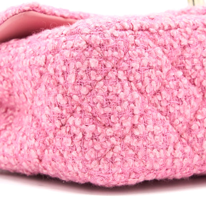 Chanel Mini Rectangular Flap Bag Tweed Pink L (Microchip)