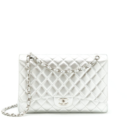 Chanel Maxi Classic Double Flap Bag Lambskin Sliver