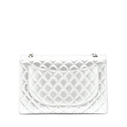 Chanel Maxi Classic Double Flap Bag Lambskin Sliver