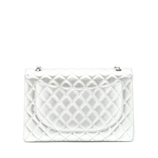 Chanel Maxi Classic Double Flap Bag Lambskin Sliver