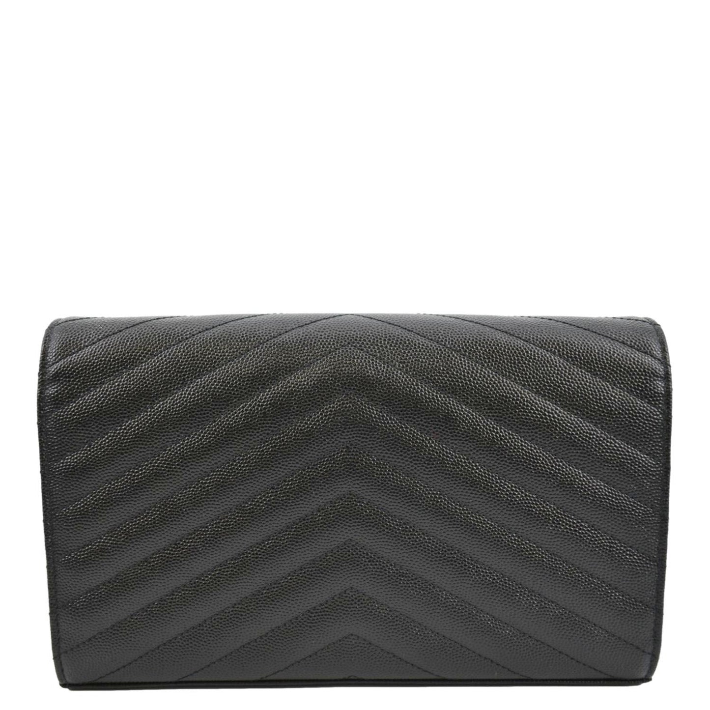 YVES SAINT LAURENT Cassandre Chain Wallet Leather Crossbody Bag Black