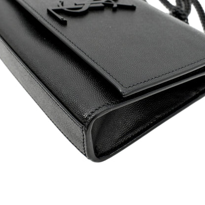 YVES SAINT LAURENT Kate Leather Chain Clutch Crossbody Bag Black