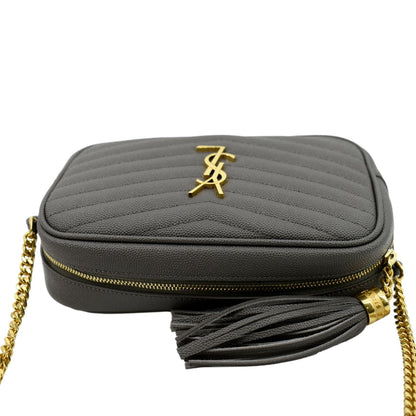 YVES SAINT LAURENT Lou Chevron Leather Camera Crossbody Bag Storm
