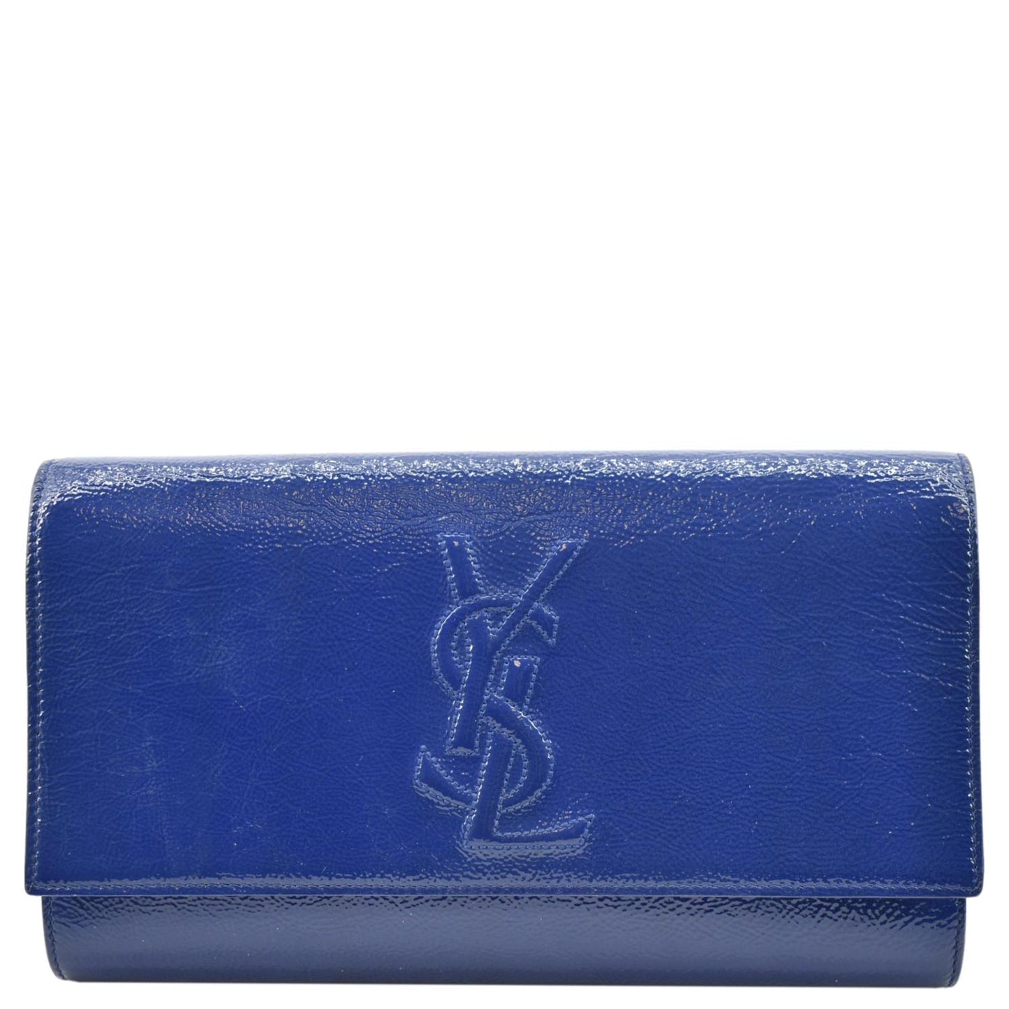 YVES SAINT LAURENT Belle de Jour Leather Clutch Bag Blue