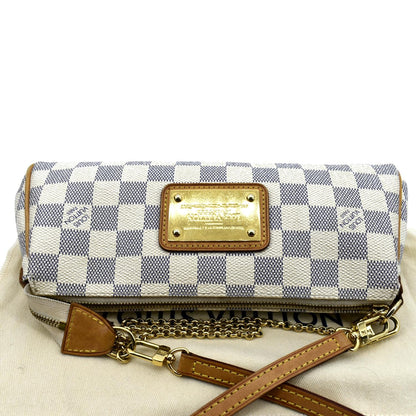 LOUIS VUITTON Pochette Eva Damier Azur Crossbody Clutch Bag White
