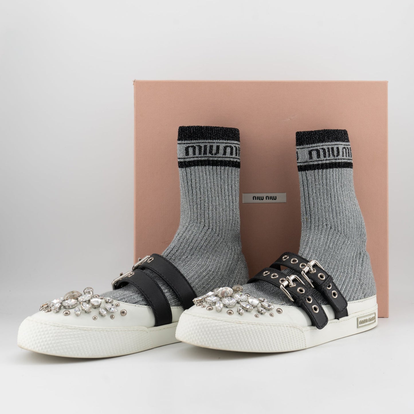 Miu Miu Lurex Knit Hi-top Sneakers TWS