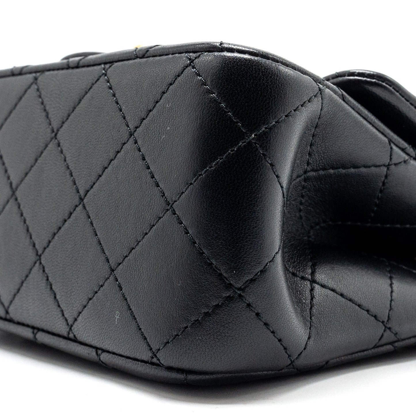 Chanel Camellia Adjustable Chain Mini Square Flap bag Lambskin black  (microchip)