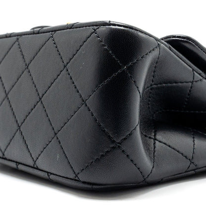 Chanel Camellia Adjustable Chain Mini Square Flap bag Lambskin black  (microchip)