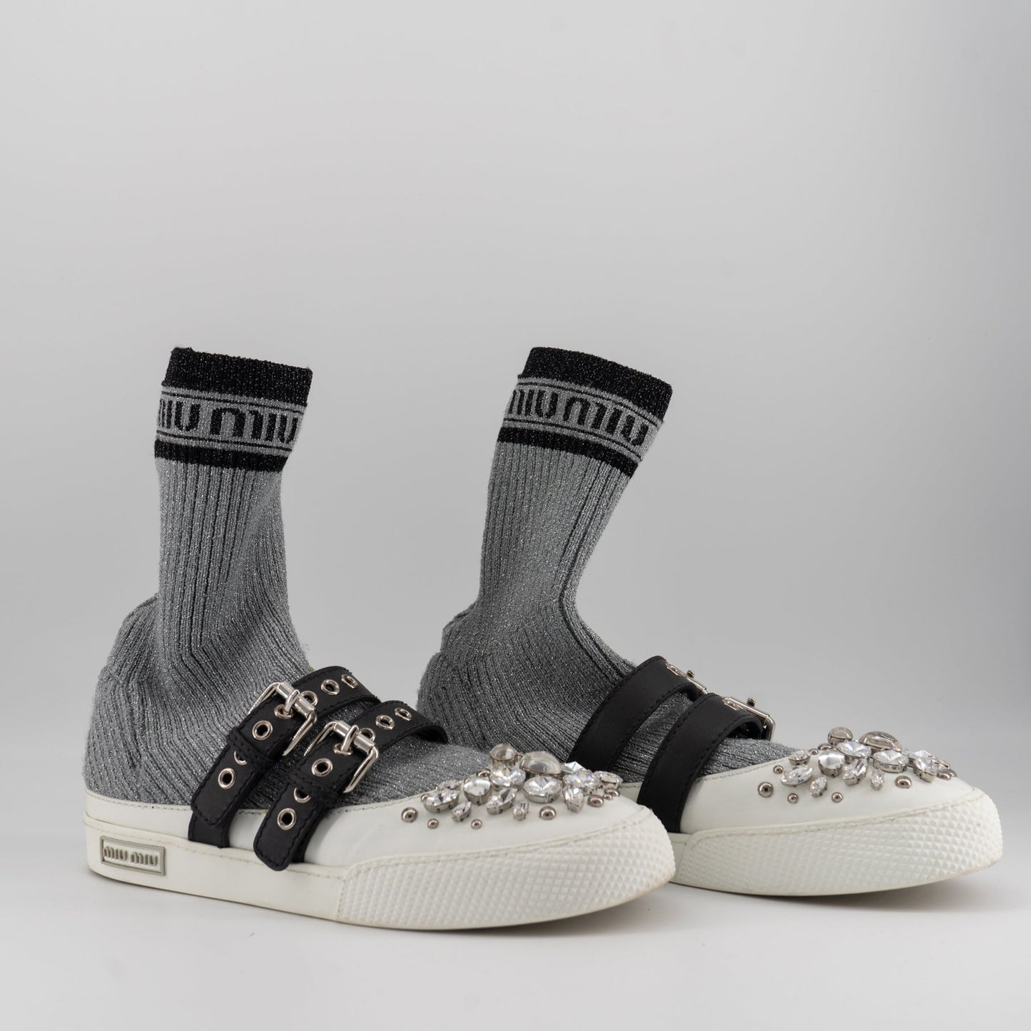 Miu Miu Lurex Knit Hi-top Sneakers TWS