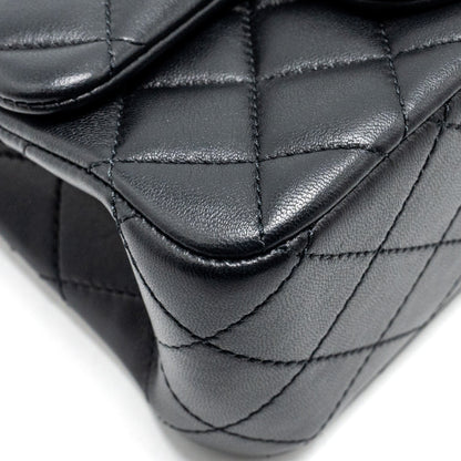 Chanel Camellia Adjustable Chain Mini Square Flap bag Lambskin black  (microchip)