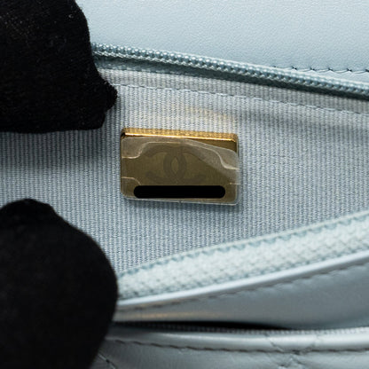 Chanel 2.55 Reissue Wallet on Chain Aged Calfskin Light Blue Brushed  (Microchip)