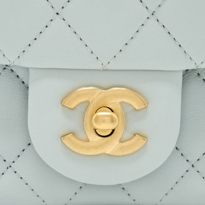 Chanel 23C Pearl Crush Mini Square Lambskin Light Grey  (Microchip)