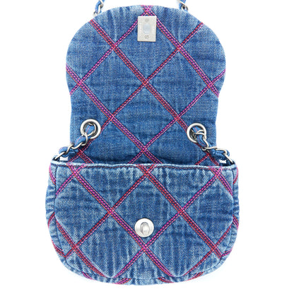 Chanel 22S Coco Beach Denim Mini Saddle Bag Denim Blue  (Microchip)