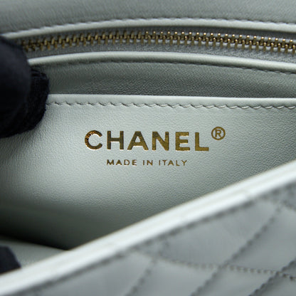 Chanel 23C Pearl Crush Mini Square Lambskin Light Grey  (Microchip)