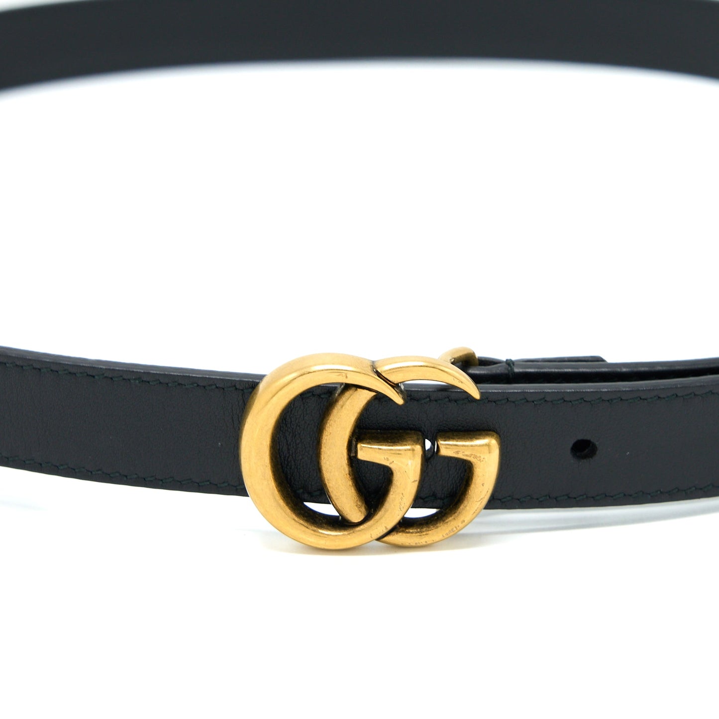 Gucci Size 85 GG 2cm Leather Belt Double G Buckle