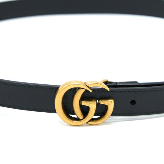 Gucci Size 85 GG 2cm Leather Belt Double G Buckle