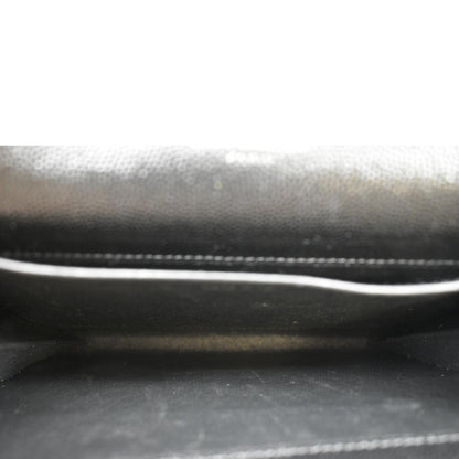 YVES SAINT LAURENT Uptown Gain De Poudre Embossed Leather Crossbody Chain Wallet Black