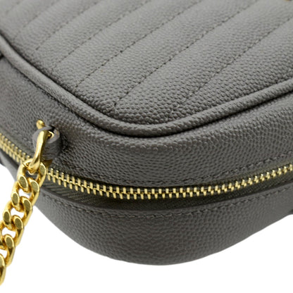 YVES SAINT LAURENT Lou Chevron Leather Camera Crossbody Bag Storm