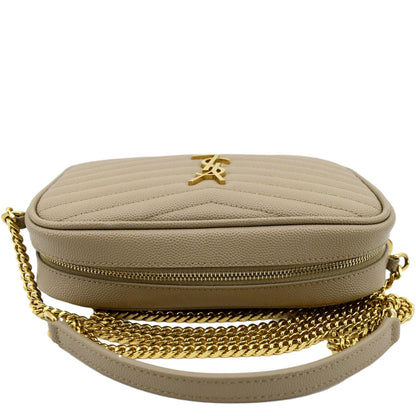 YVES SAINT LAURENT Mini Lou Grain De Poudre Camera Bag Beige