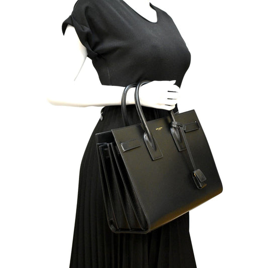 YVES SAINT LAURENT Sac de Jour Leather Satchel Shoulder Bag Black