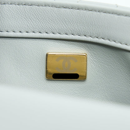 Chanel 23C Pearl Crush Mini Square Lambskin Light Grey  (Microchip)