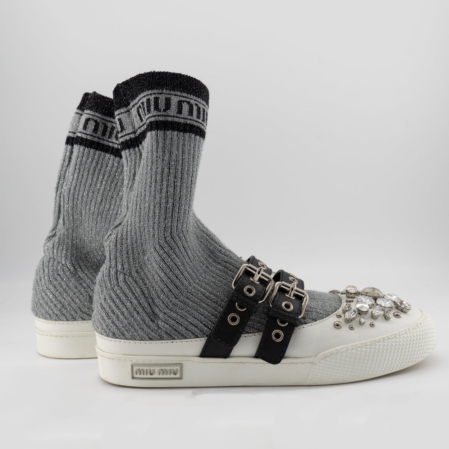 Miu Miu Lurex Knit Hi-top Sneakers TWS