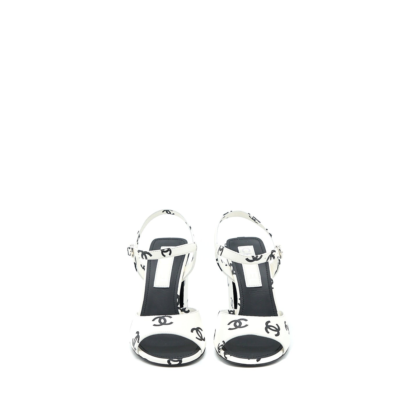Chanel Size 37 CC Logo Leather Sandal Black/White