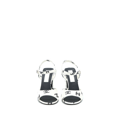 Chanel Size 37 CC Logo Leather Sandal Black/White