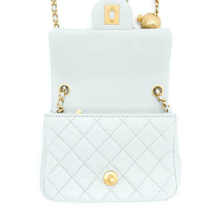 Chanel 23C Pearl Crush Mini Square Lambskin Light Grey  (Microchip)