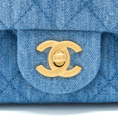 Chanel Pearl Crush Mini Square Flap Bag Denim  (Microchip)