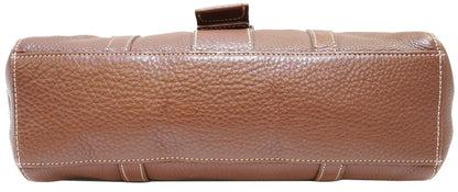 PRADA Brown Leather Grommet Shoulder Bag