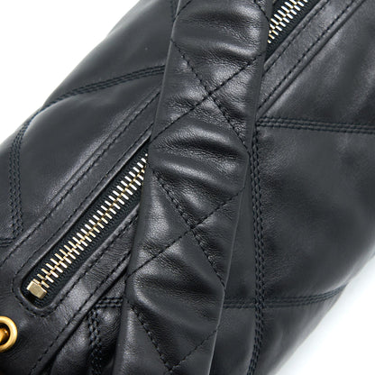 Chanel Mini Bowling Bag with Chain Lambskin Black Brushed  (Microchip)