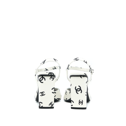 Chanel Size 37 CC Logo Leather Sandal Black/White