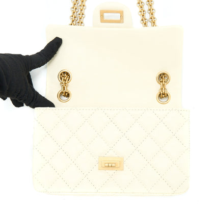 Chanel 20A Mini 2.55 Reissue Flap Bag Aged Calfskin Creamy White Brushed