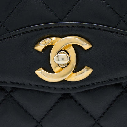 Chanel Seasonal Flap Bag Lambskin Black Brushed